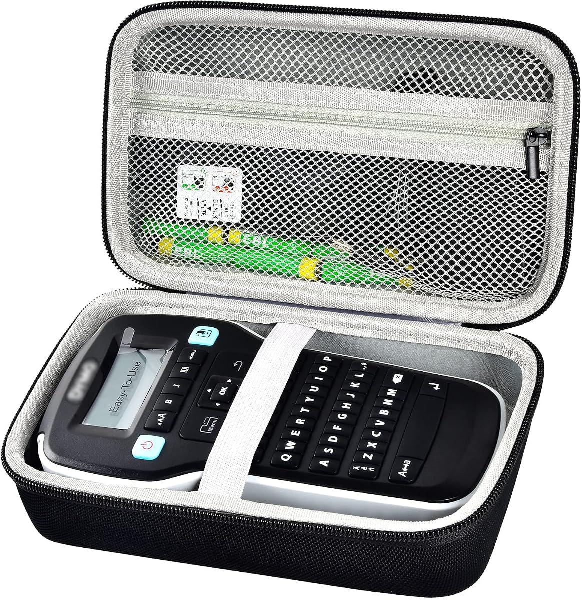 Label Maker Case for DYMO LabelManager 160 and D1 Tapes, Case Only | Mesh Pocket for Label Tapes and Cables, Carry Handle for Home, Office, School, Craft Rooms and Travel - Black