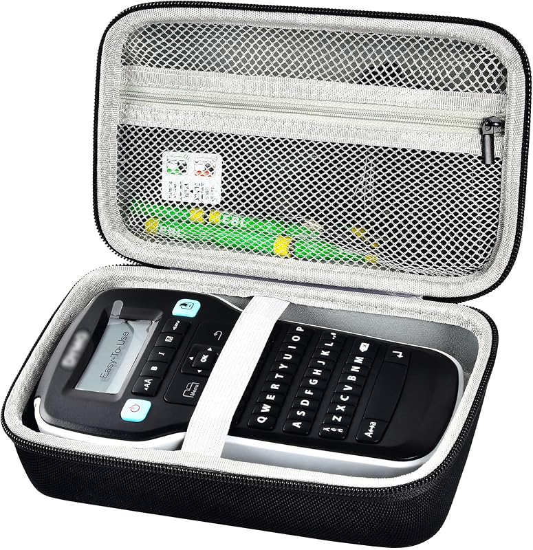 Label Maker Case for DYMO LabelManager 160 and D1 Tapes, Case Only | Mesh Pocket for Label Tapes and Cables, Carry Handle for Home, Office, School, Craft Rooms and Travel - Black