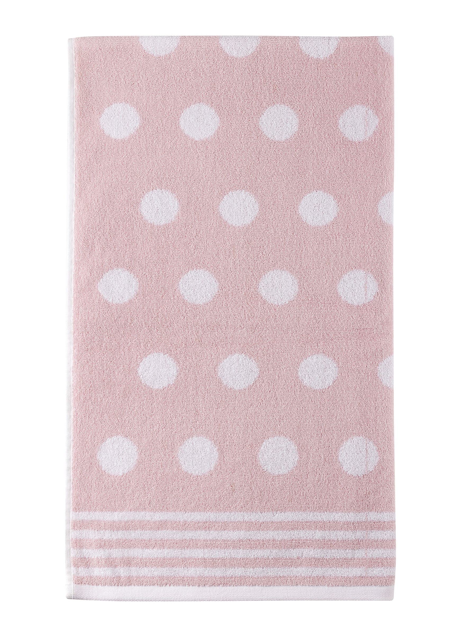 La Maison Jacquard Circles Polka Dots 100% Cotton 500GSM Luxury Hand Towel Bath Towel Super Soft Highly Absorbent Everyday Use (50cm x 80cm Hand Towel, Soft Pink)
