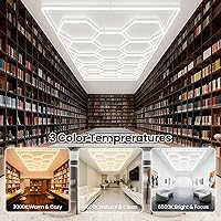 Vista 4 de Hexagon LED Lights, Dimmable Hexagon Garage Lights, 3 Color Temperature 6500K/4500K/3000K, Hex Light with WiFi Smart Switch, Aluminum LED Lighting