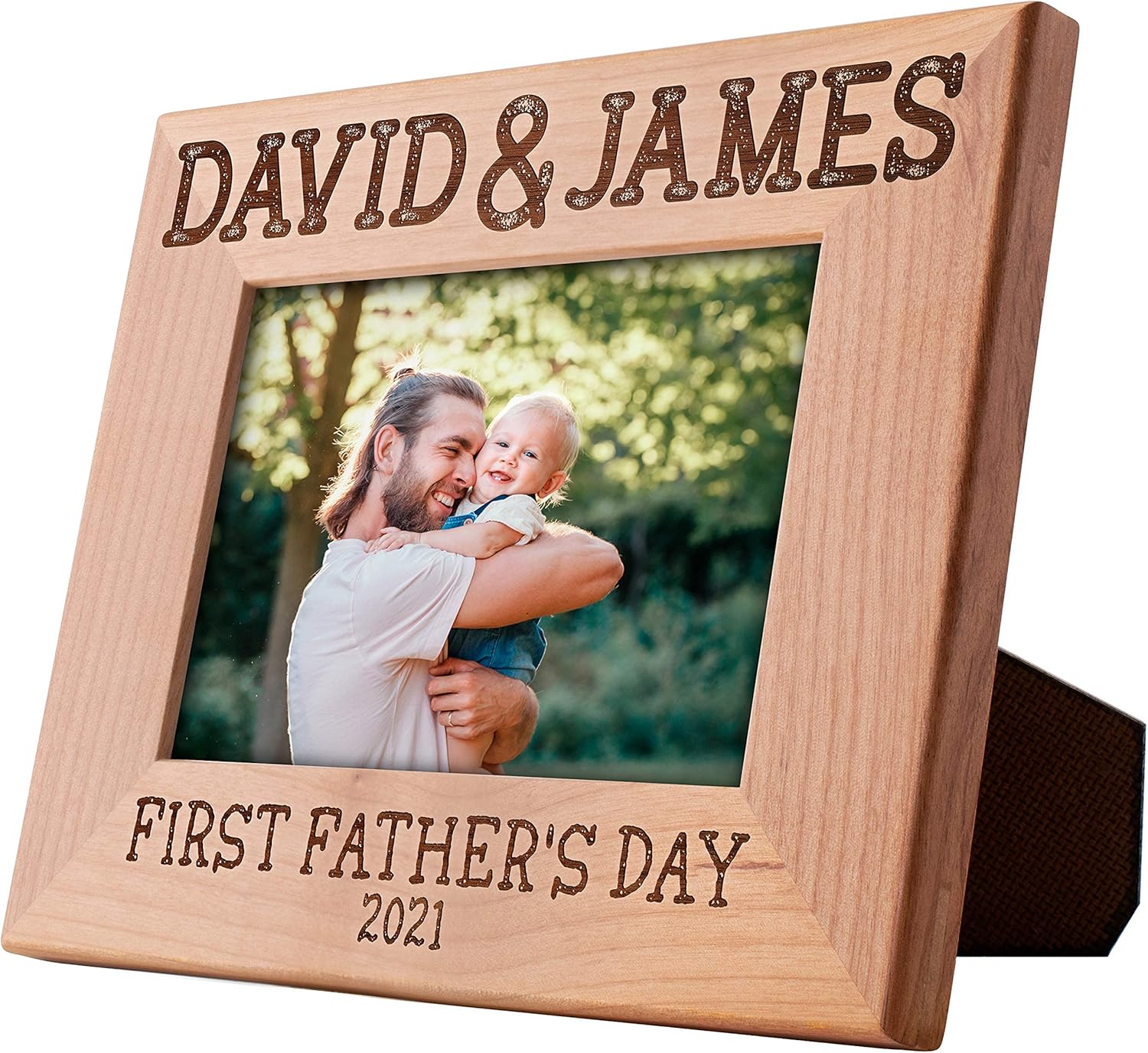 Lily's Atelier First Fathers Day, Personalized 1st Fathers Day Picture Frame with Names, Date | 4" x 6" - 5'' x 7", 4 Designs | First Time Dad Gifts - Keepsake Frame