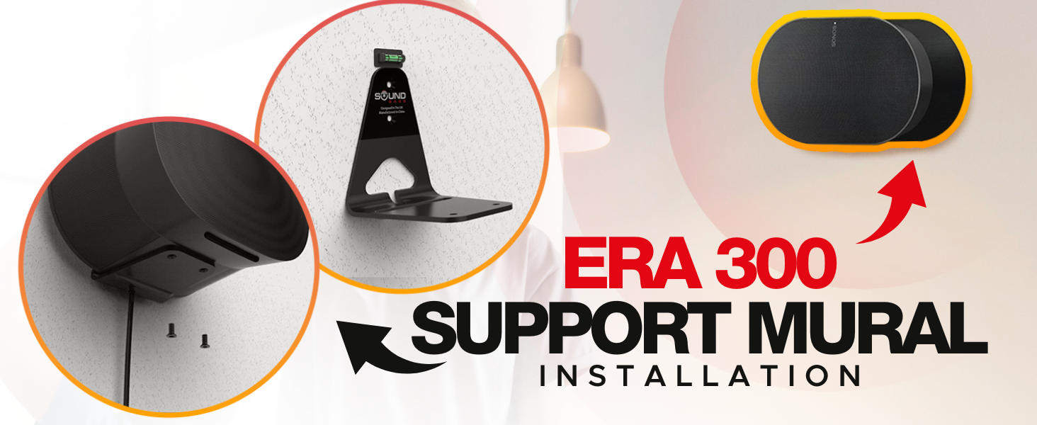 Support Mural ERA300 Profil Bas Blanc Lot De 2 - Compatible Sonos Era 300 Avec Fixation Complète