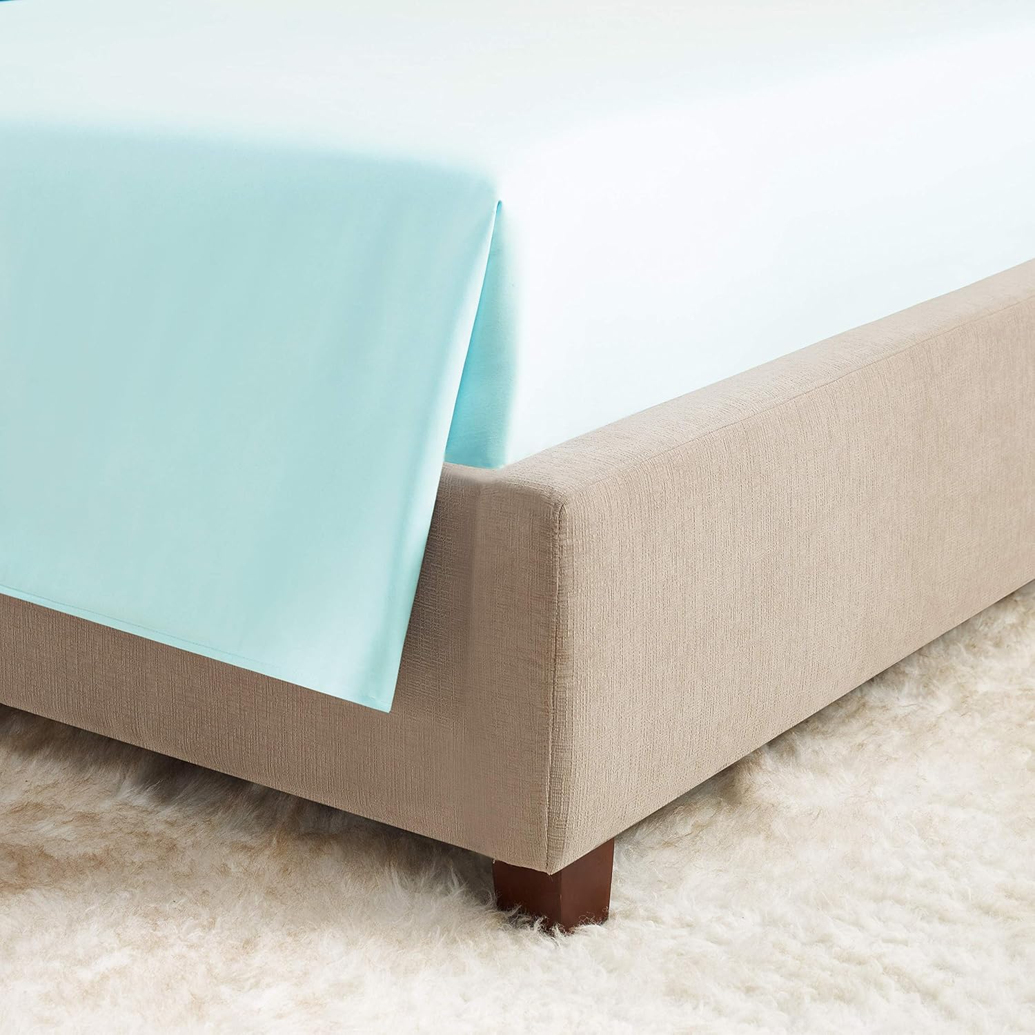 1 Piece Fitted Sheet 100% Long Staple Cotton Baby Blue RV-King Size Only Fitted Sheet Extra Soft, Durable Fit Mattress Up to 24" Fully Elastic Deep Pocket (Baby Blue,RV-King)