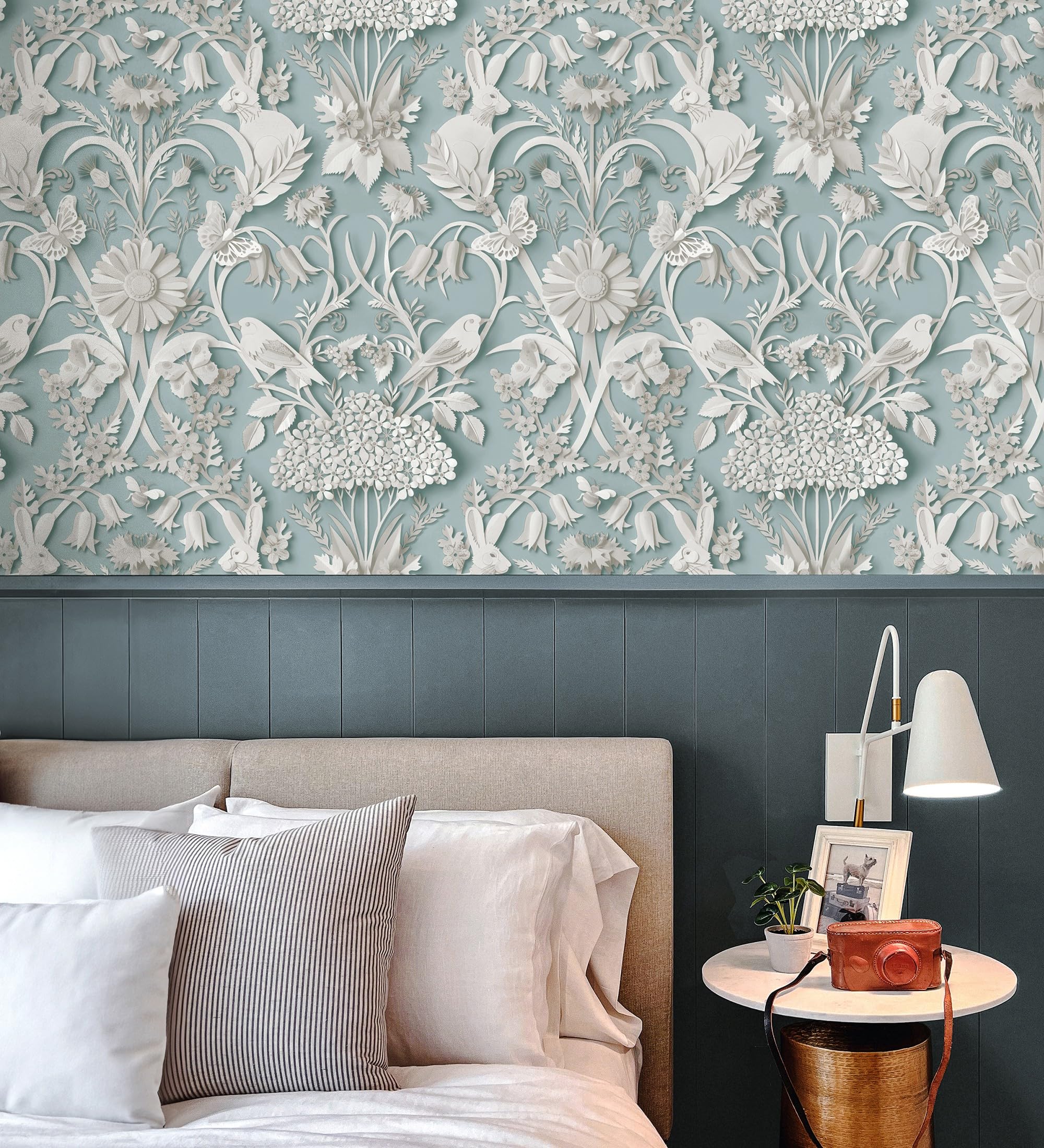Papier peint champêtre turquoise pour une chambre enfantine douce