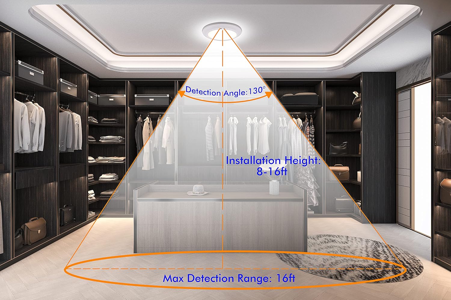 CLOUDY BAY 10 Inch Motion Sensor Ceiling Light with Photocell, 120V 18W 5000K Bright Day Light,10 inch LED Flush Mount Round Lighting Fixture for Garage,Walk-in Closet,Attic,Pantry