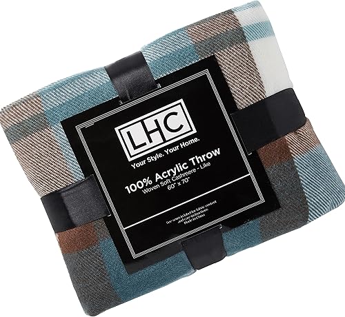 Miniatura 7 de Lavish Home - Manta a cuadros de gran tamaño, estilo vintage, hecha de acrílico, imitación de cachemira, transpirable y lavable a máquina