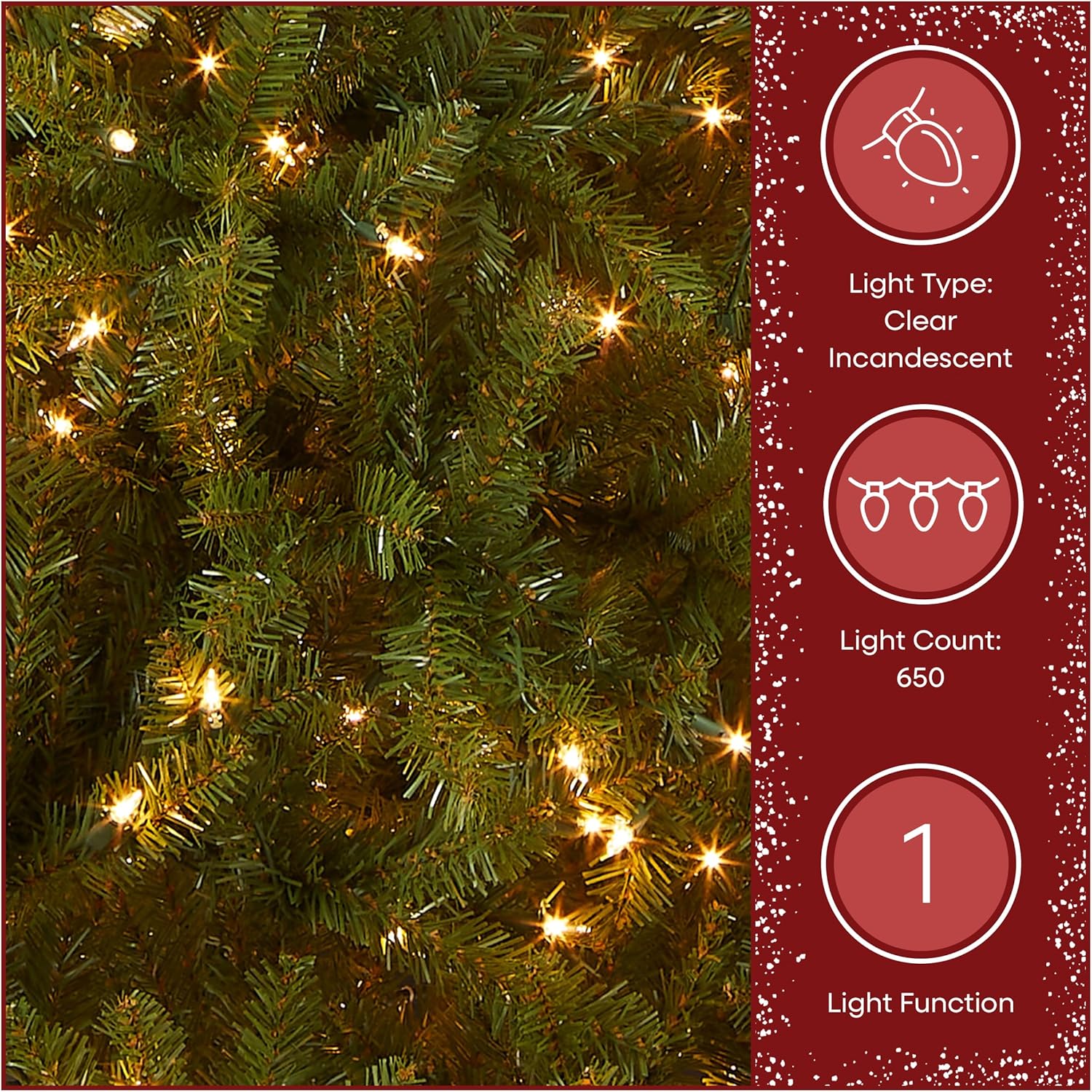 National Tree Company 6.5 ft Pre-Lit Dunhill Fir Artificial Christmas Tree, 650 Clear Lights, 1,838 Tips, Includes Stand, Green