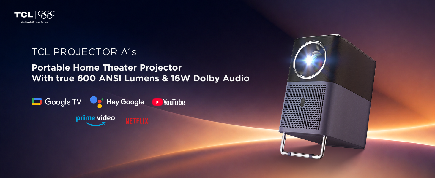 TCL A1s Smart Projector 4K Support, Compatible with Google TV