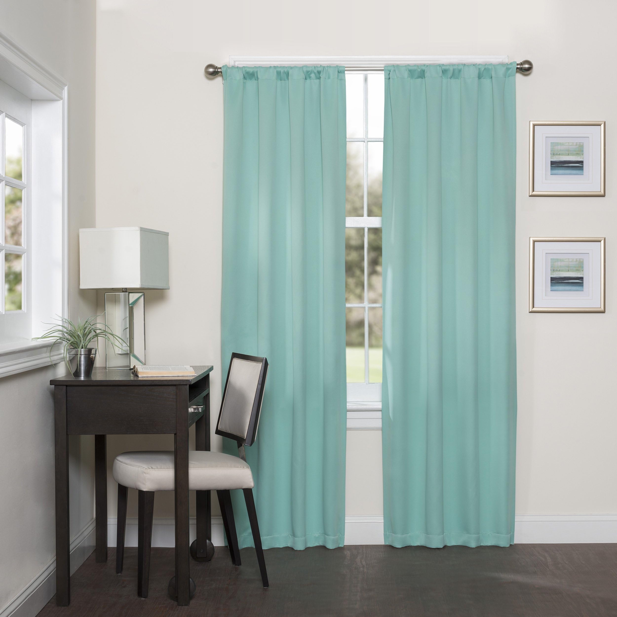 16205037063MNT Darrell 37-Inch by 63-Inch Thermaweave Room Darkening Single Window Curtain Panel, Mint