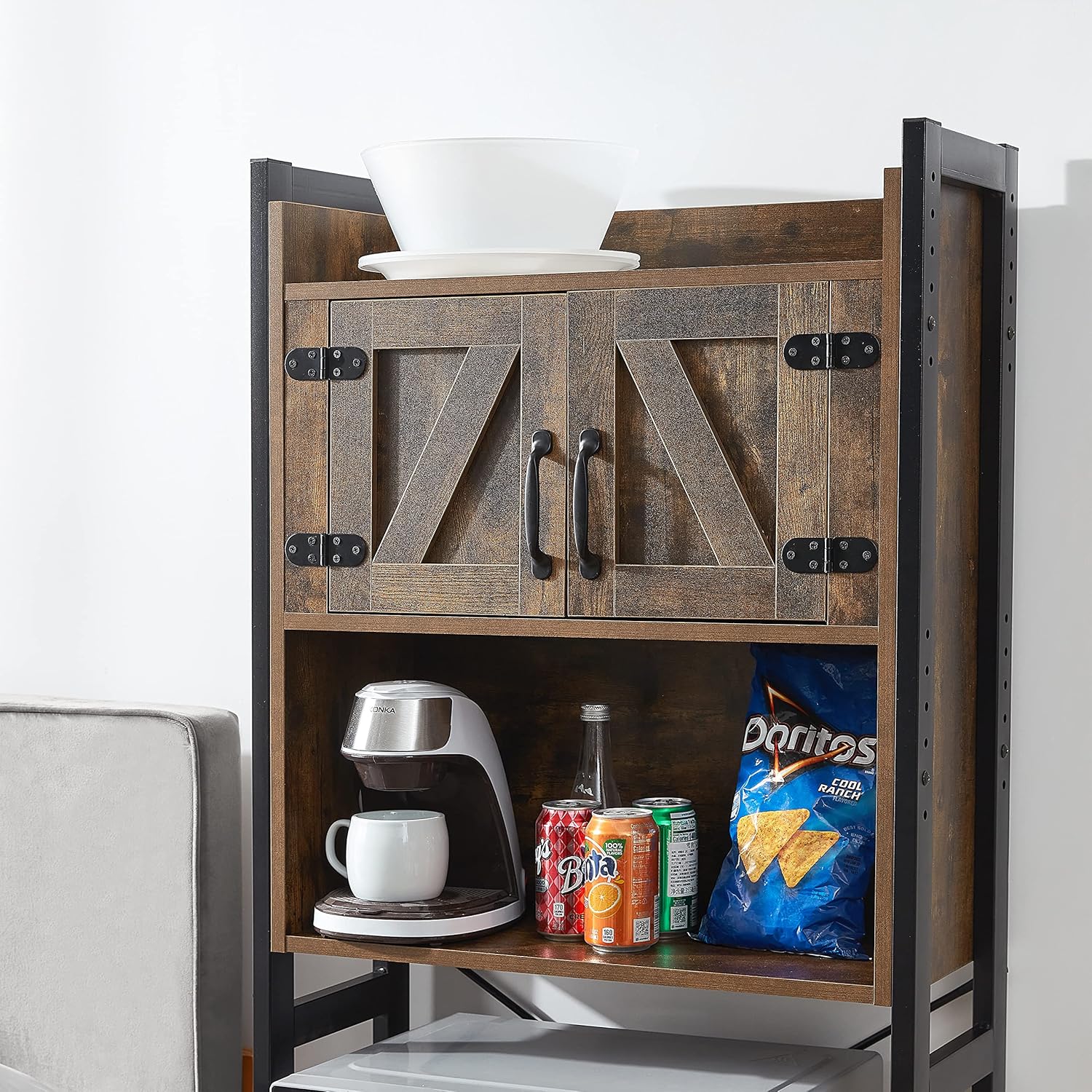 Yak About It® Dorm Hutch - Over The Fridge Organizer - Dark Wood Walnut
