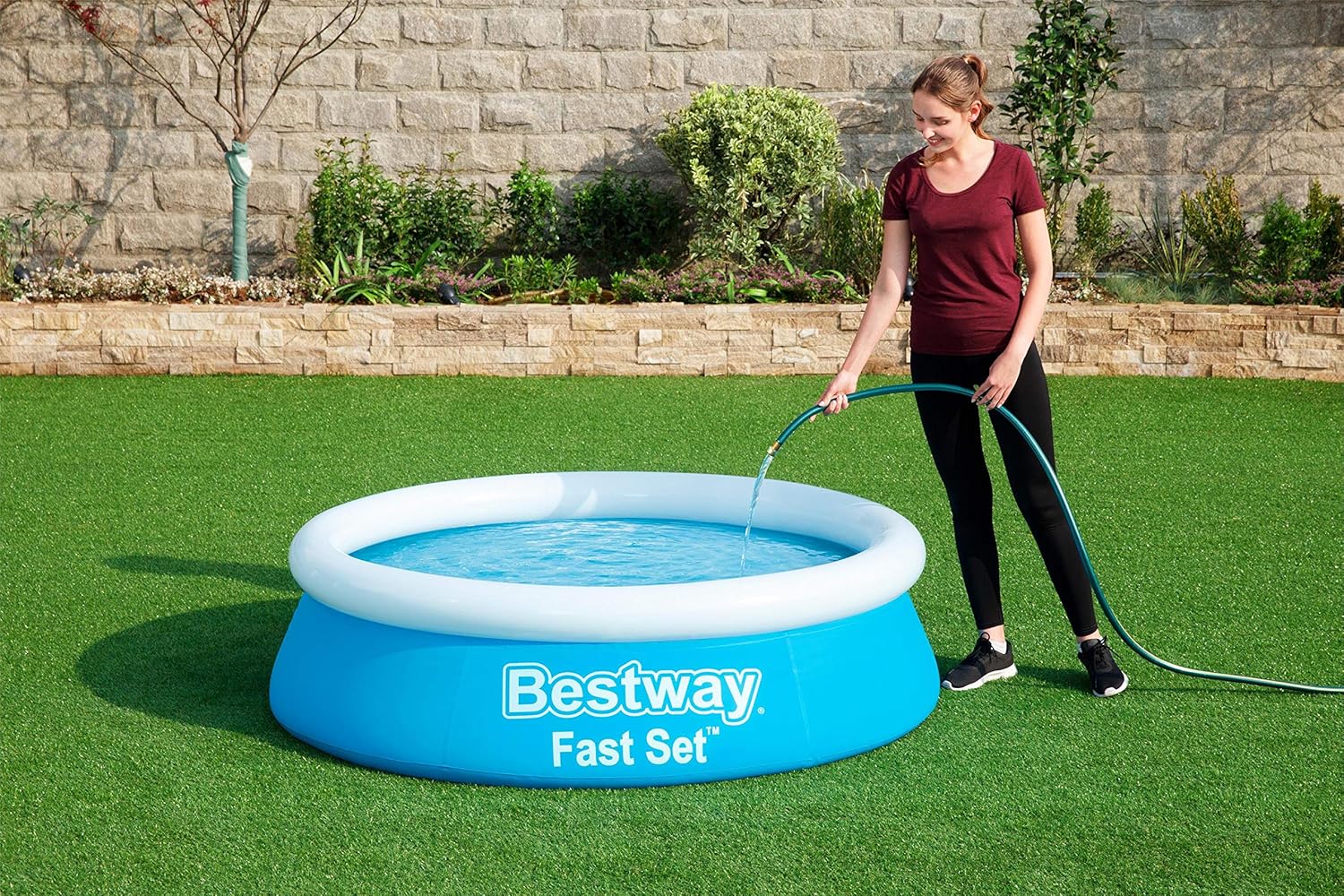 Bestway 6ft Fast Set Pool, Above Ground Swimming Pool for Kids and Adults, Outdoor Inflatable Pool, 940L, Blue