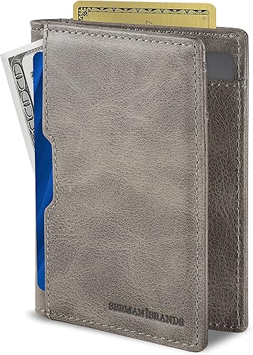SERMAN BRANDS Carteras para hombres delgadas de cuero RFID bloqueo minimalista tarjeta frontal bolsillo frontal plegable viaje delgado