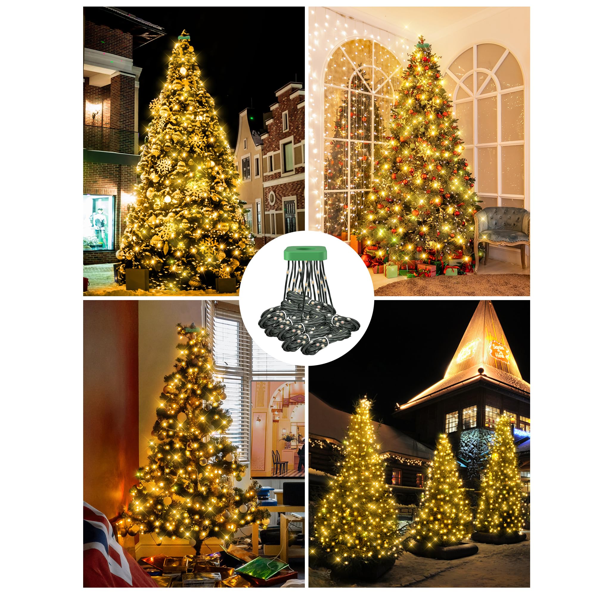 GYLEFY luci Albero di Natale, 2M*16 Rami Catene Luminose 400LED, Anelli Ghirlande Impermeabile per Esterno Interno -Bianco Caldo