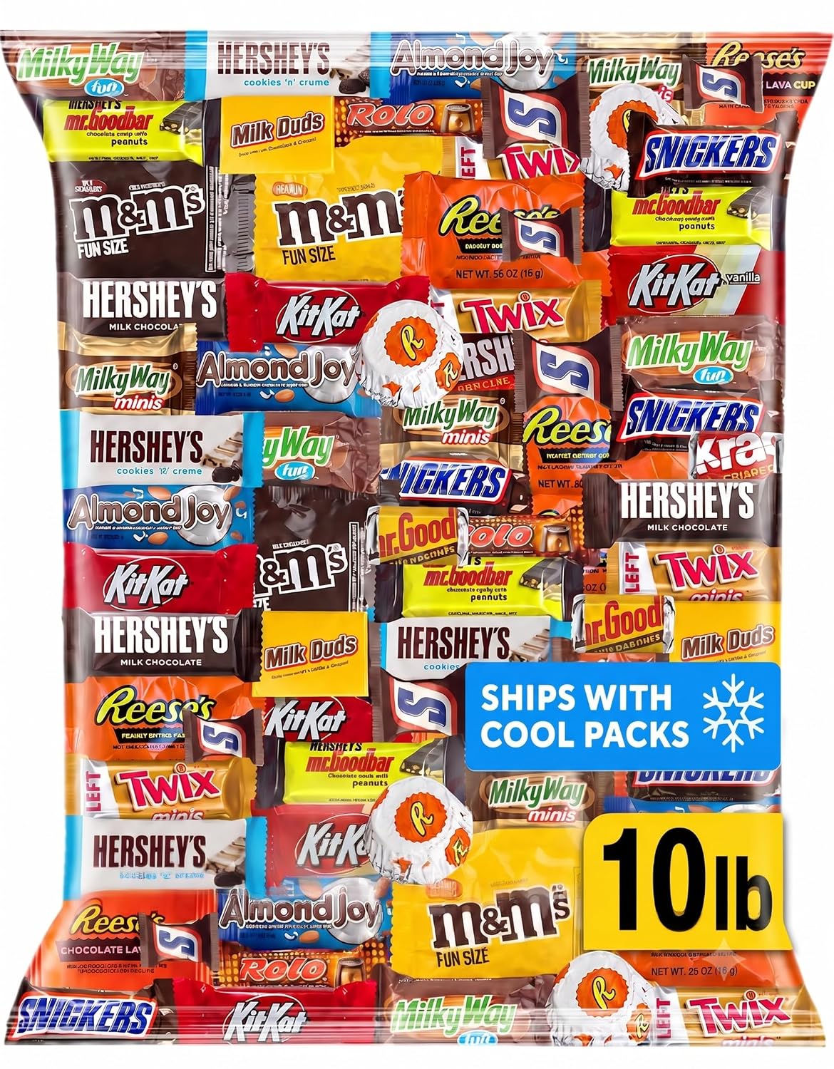 Chocolate Assorted Bulk Candy Variety Pack 10lb - Mini Chocolate Bars, Milk & Dark Chocolate Mix - Individually Wrapped Bulk Candy for Office Snacks, Party Favors and Treat Bags