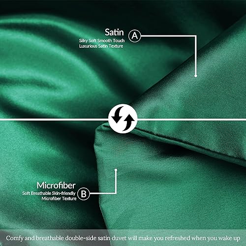 Miniatura 6 de Whale Flotilla Juego de ropa de cama reversible de 3 piezas, suave y sedoso, lujoso, de satén, tamaño matrimonial con 2 fundas de almohada de satén,