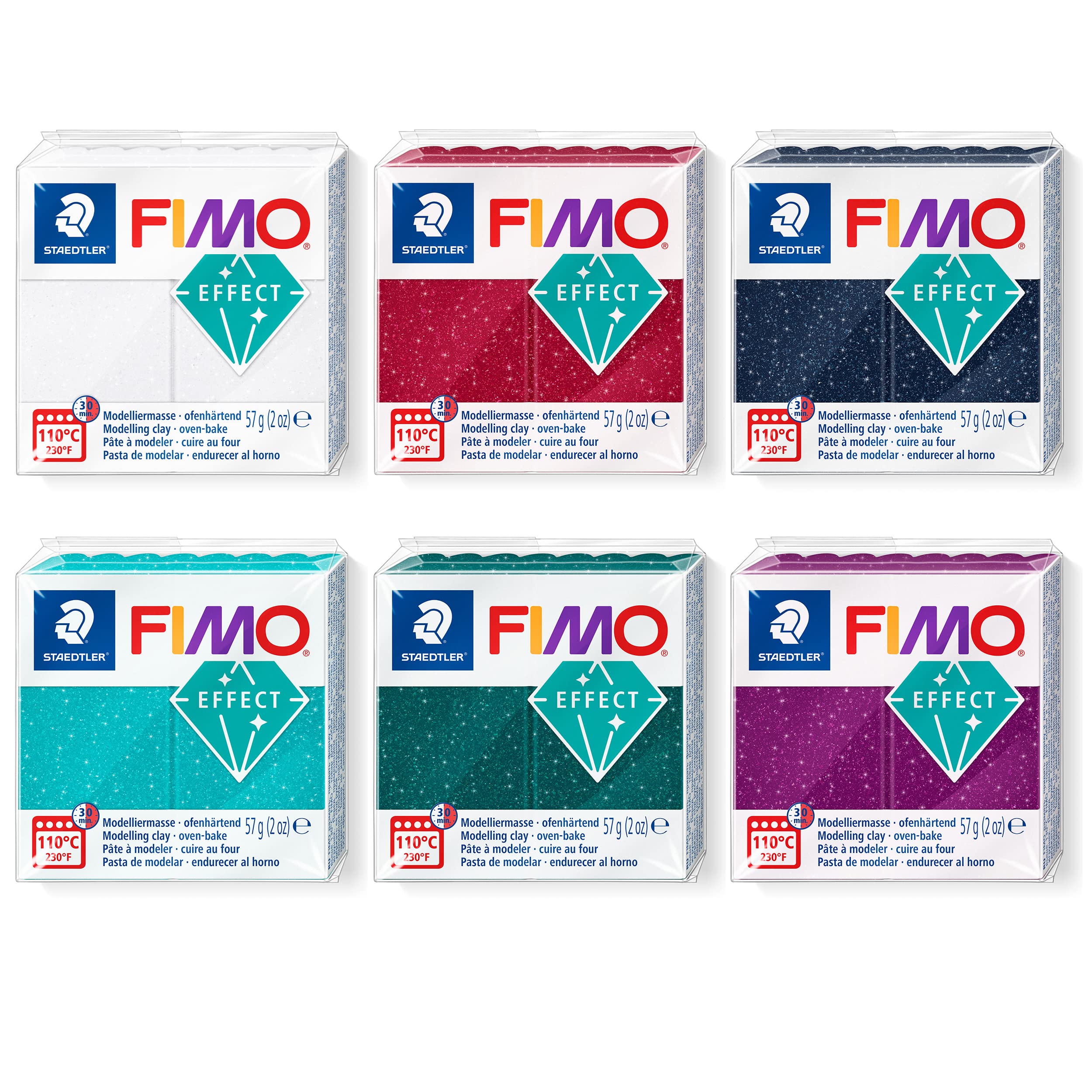 FIMO Effect Modelling Clay 6 Blocks in Galaxy Colours of 57 g Each Smooth Oven Hardening Clay for Crafts and Modelling Jewellery and Decorative Accessories โ image 1