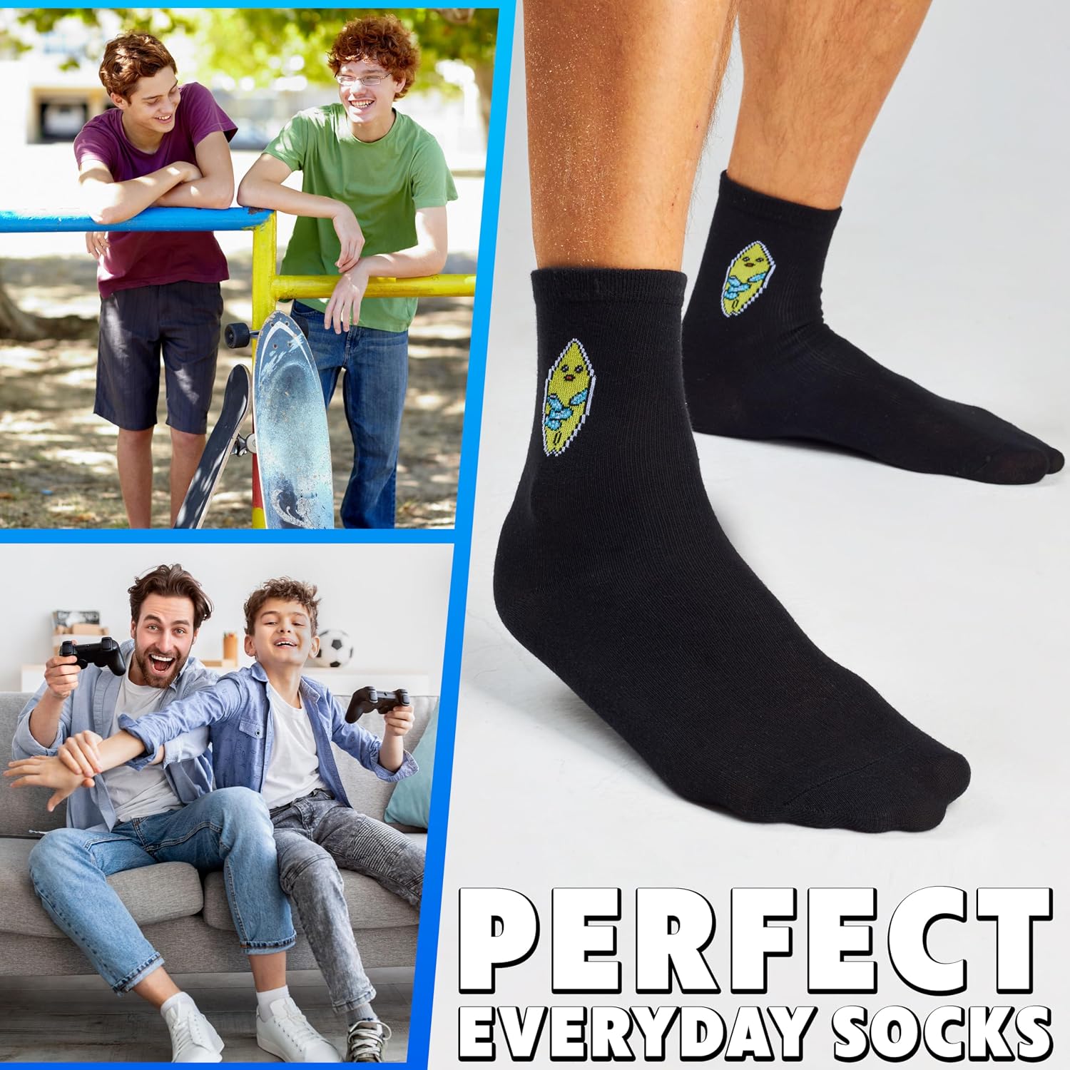 Fortnite Pack of 4 Socks, Gamer Gifts for Boys, Teens, Men, Novelty Socks for School, Christmas, Secret Santa Gifts for Him