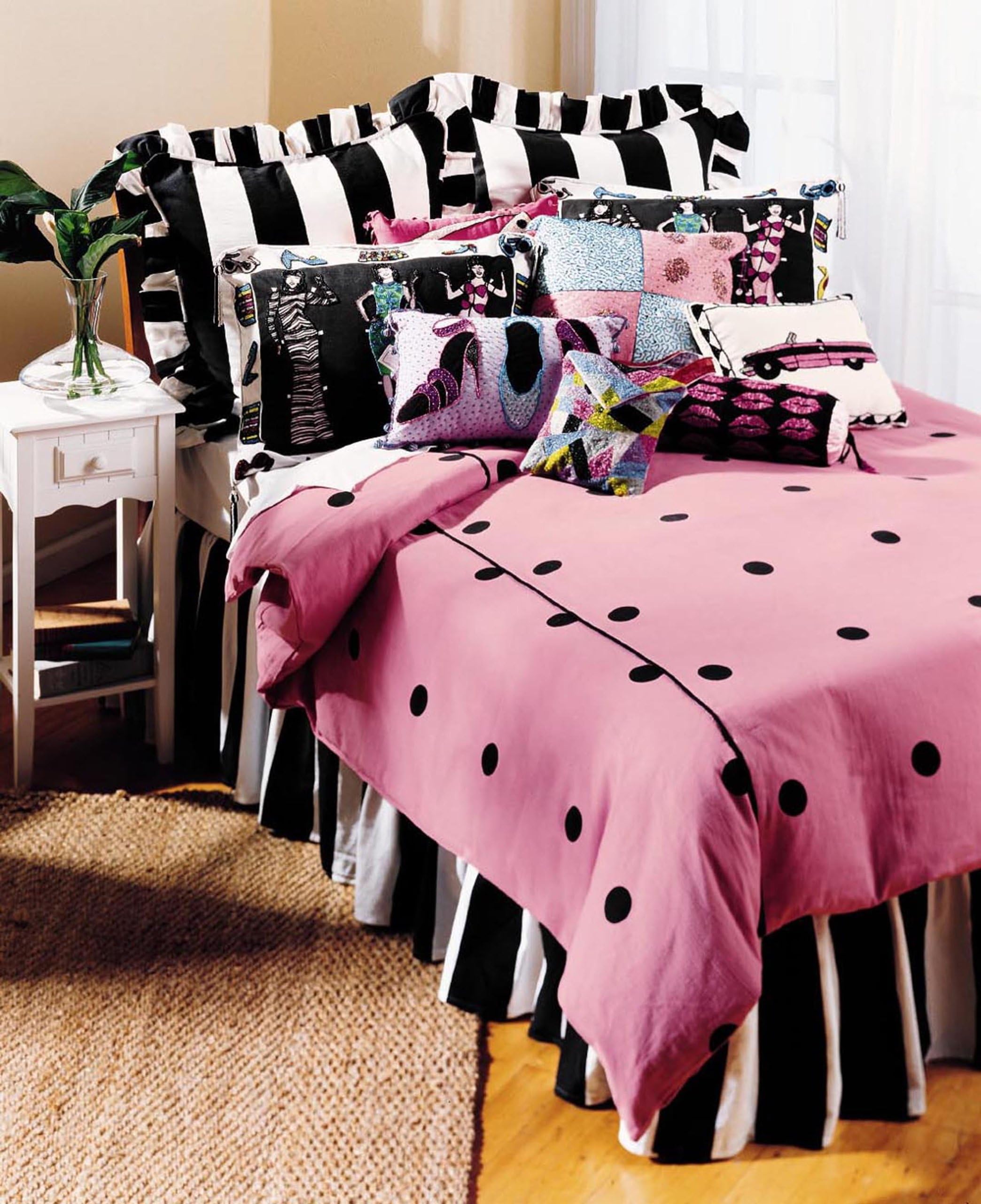 Dust Skirt, Black and White Stripe, Twin