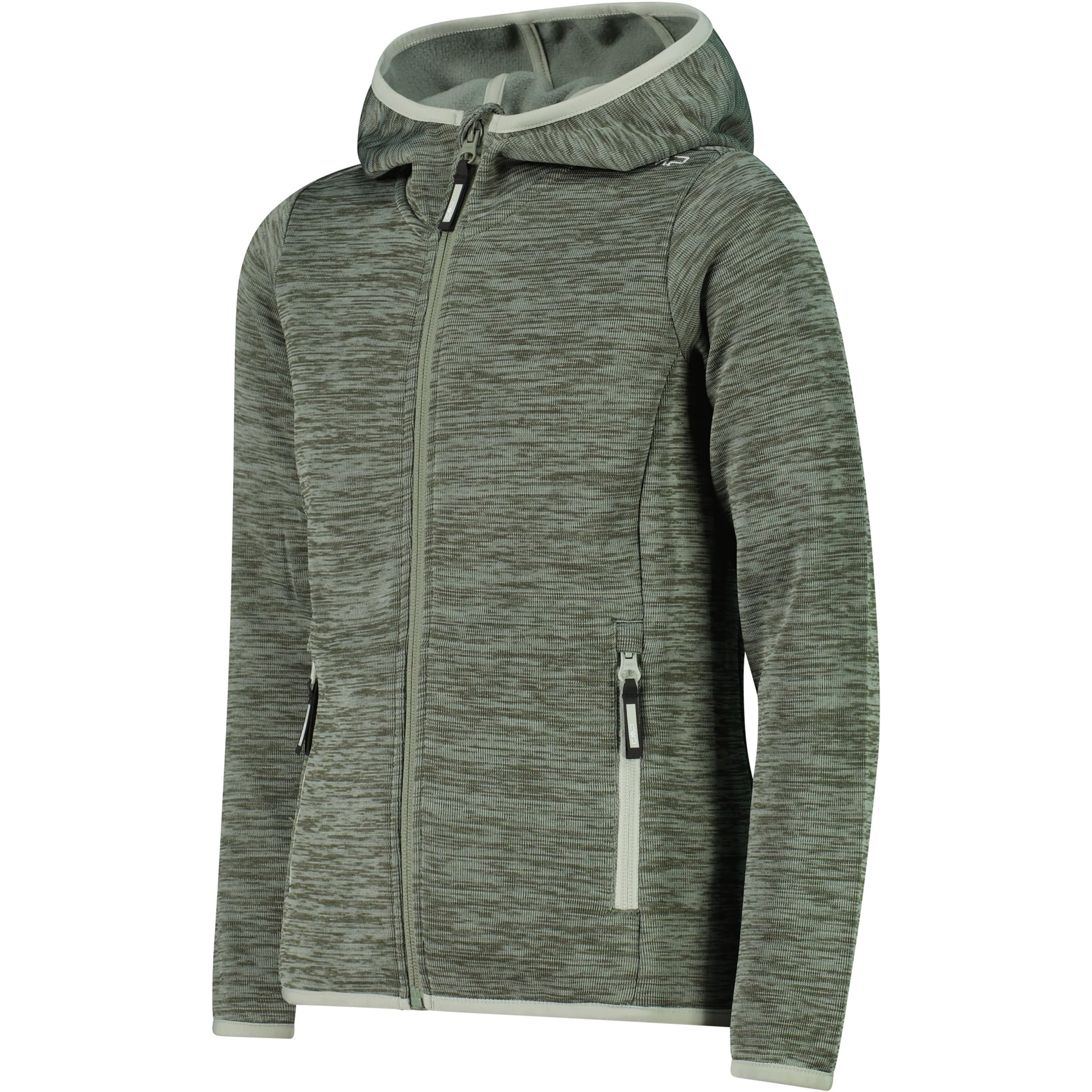 CMP Kinder Outdoor Jacke aus Knit Tech mit Kapuze Gr. 164 | Vielseitig als Außenschicht oder Midlayer tragbar, Frontreißverschluss mit Kinnschutz gegen Scheuern