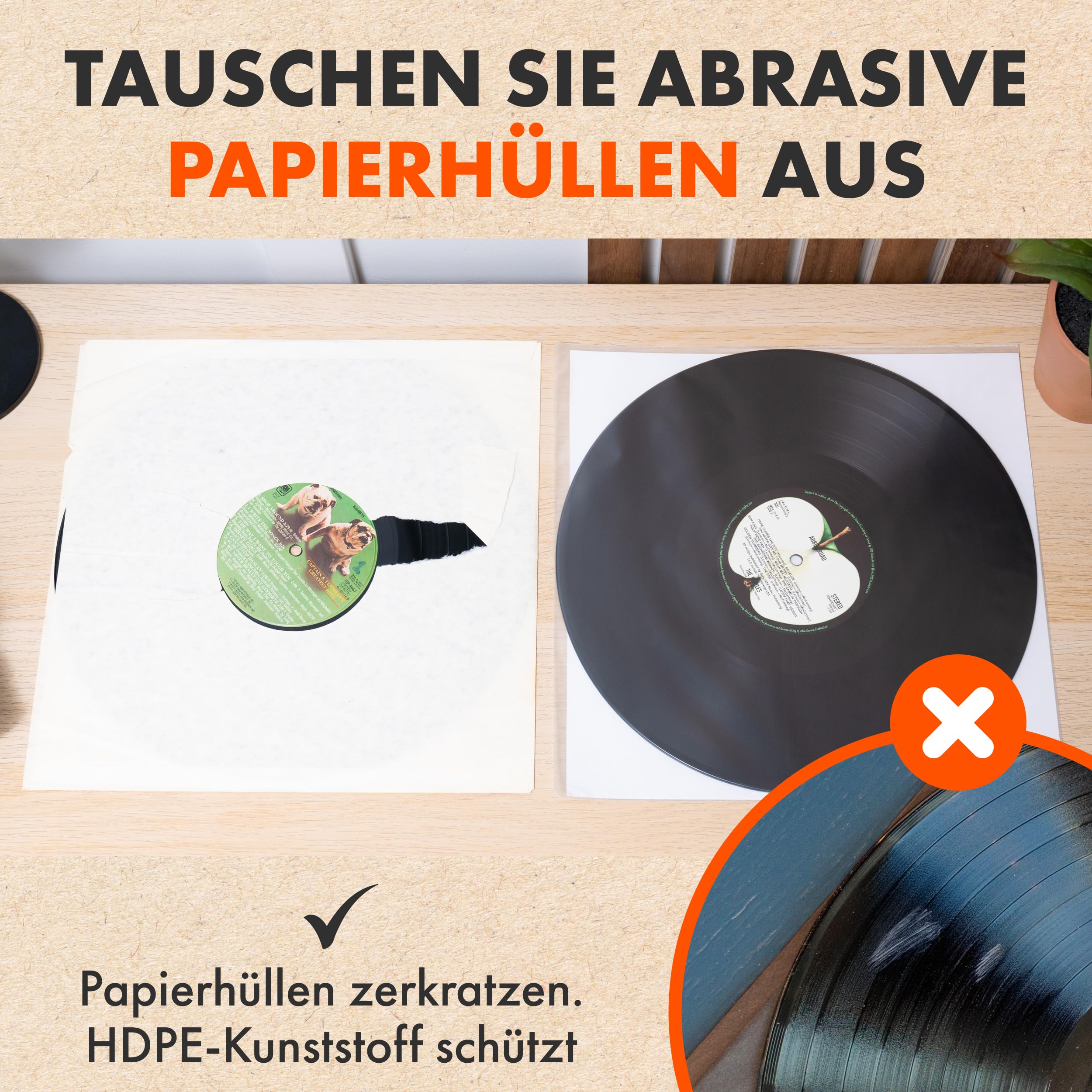 SPINCARE 100x 12 Zoll Audiophile Innenhüllen Für LP Schallplatten | Antistatische Gefüttert Vinyl Schutzhüllen | Mehrlagige Innenhülle Aus Reispapier