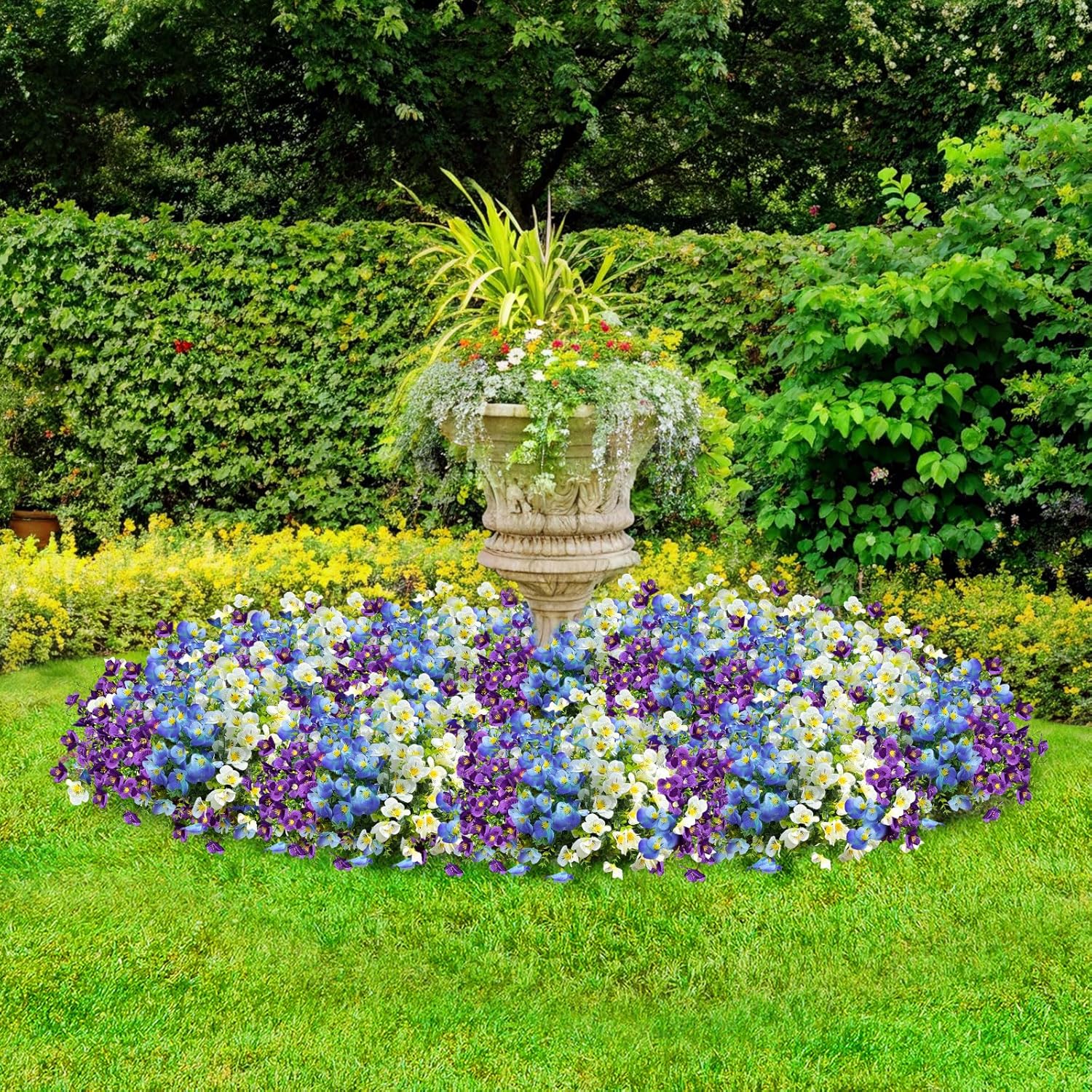 ICX 10pc Artificial Pansy Flowers for Outdoors,Silk Fake Flowers UV Resistant, Spring Flowers Artificial for Decoration,Outdoor Fake Plants for Door Porch Patio Planter Yard (Blue White Purple - Image 7