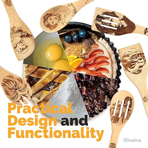 Miniatura 8 de Riveira Star War Gifts - Juego de 6 cucharas de madera para decoración del hogar, utensilios de cocina, espátulas para utensilios de cocina