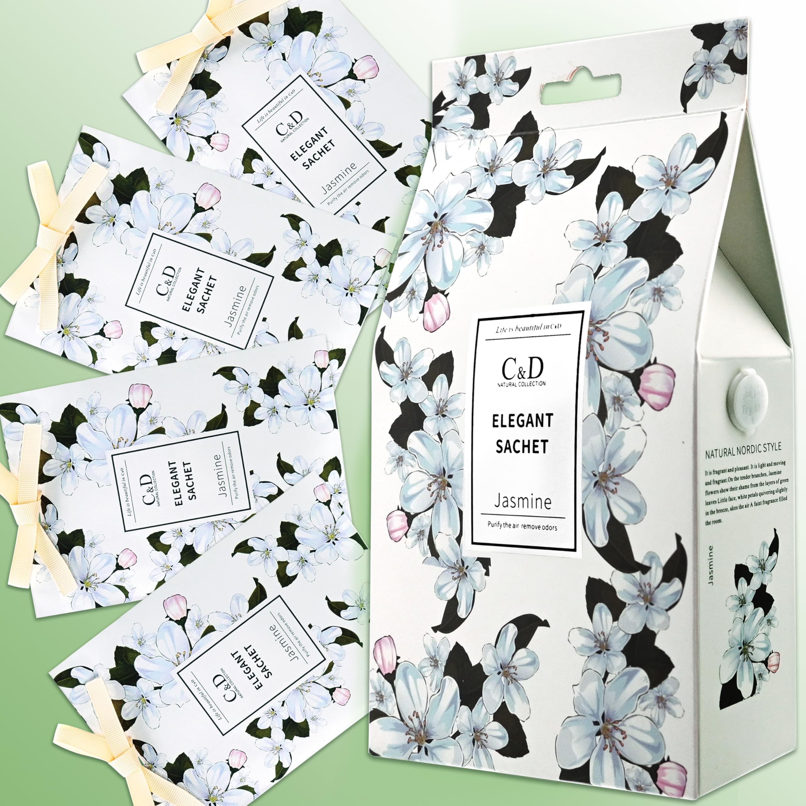 Jasmine Scented Sachets, Wardrobe Fresheners, Fragrance Bags for Moths Drawers, Closets, Office, Bedroom, Bathrooms
