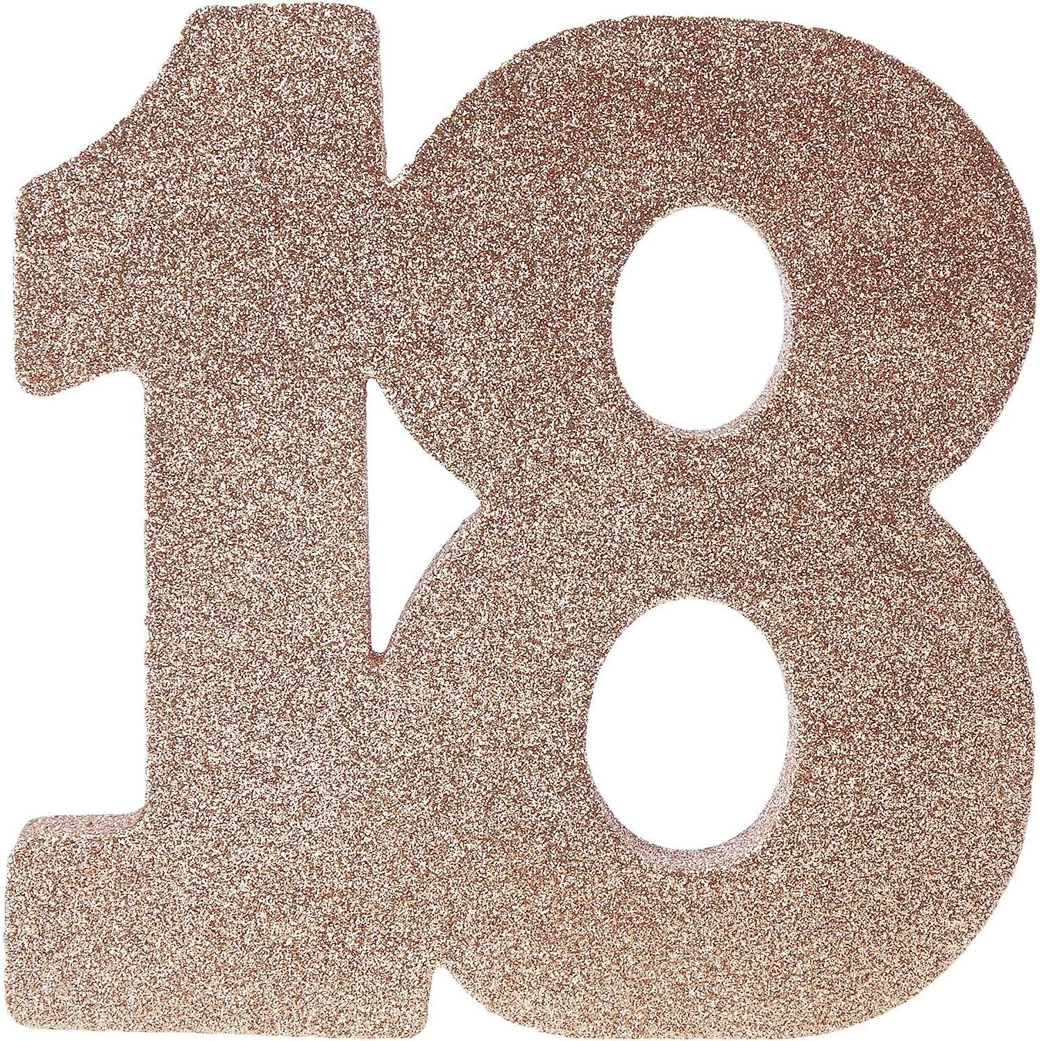 Number 18 Glitter Table Decoration Rose Gold| Table Centrepiece | Table Decorations Centrepiece | 18th Birthday Decorations | Pack of 1 | 20cm |H121