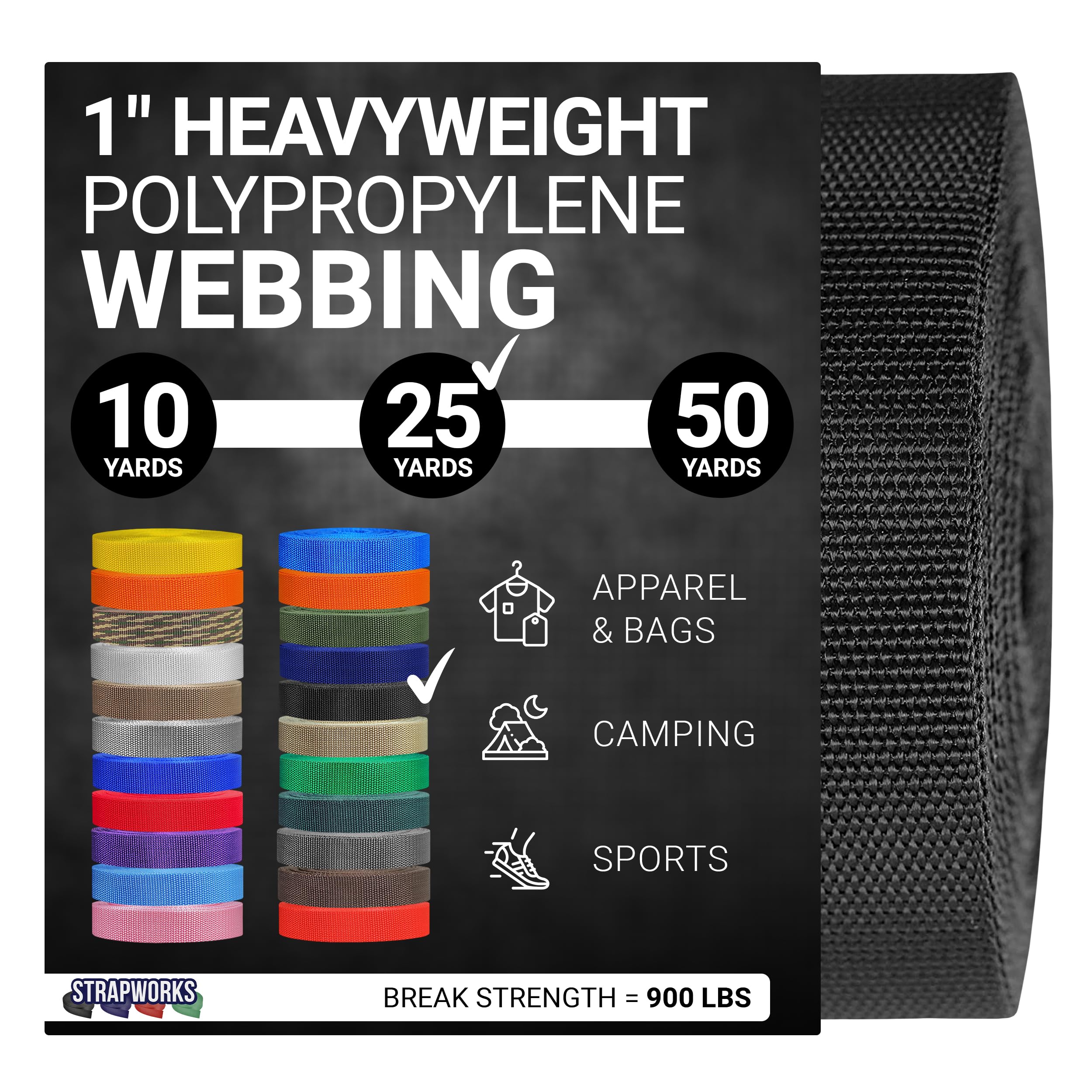 Heavyweight Polypropylene Webbing - Heavy Duty Poly Strapping for Outdoor DIY Gear Repair