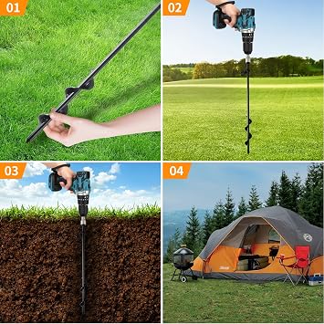4 Pcs 40CM Ground Anchors Heavy Duty Tent Stakes Trampoline Stakes Metal Ground Stakes for Camping Tents, Canopies, Swing Sets, Sheds, Trampoline