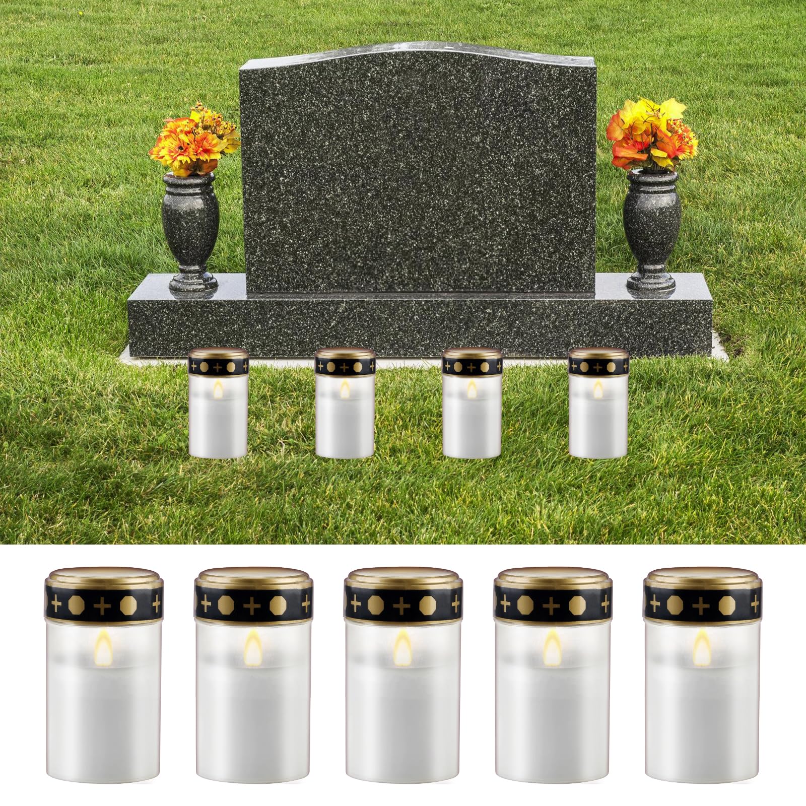 LED Grave Light Eternal Light Grave Candles Set Of 2 Includes Batteries - View #7