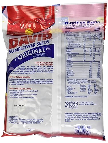 Miniatura 2 de DAVID Semillas de girasol originales asadas y saladas aptas para ceto 145 onzas