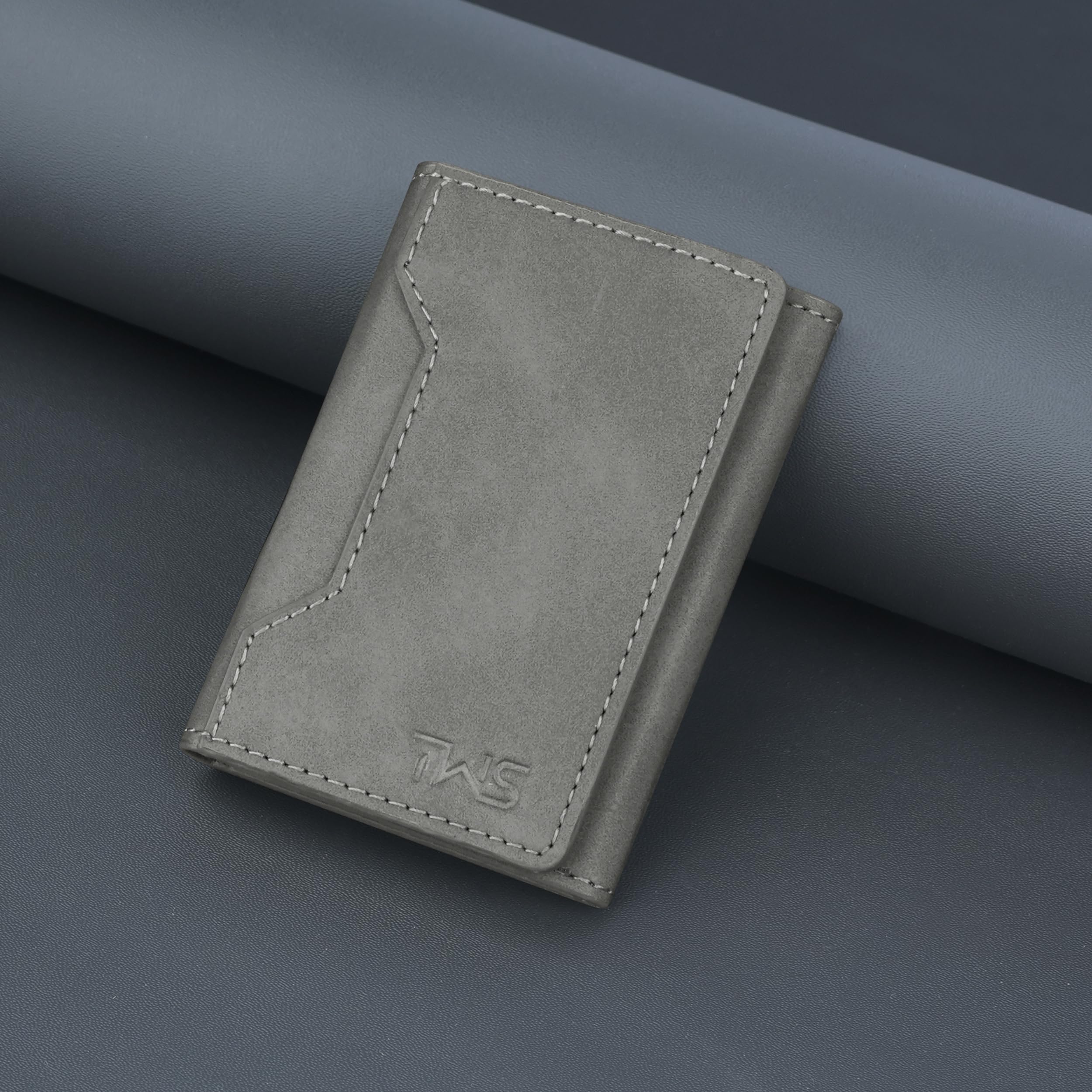 The Wallet Store Magna Suede Vegan Leather Cardholder (Grey)