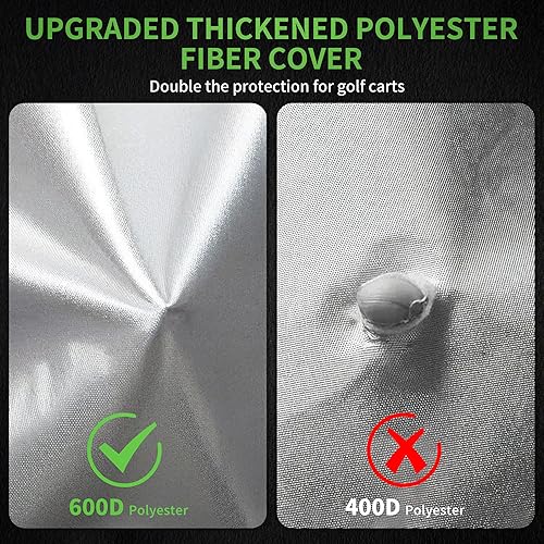 Vista 31 de 10L0L Funda resistente para carrito de golf 650D para 2/4/6 pasajeros EZGO, Club Car y Yamaha, protección exterior resistente a la intemperie Negro