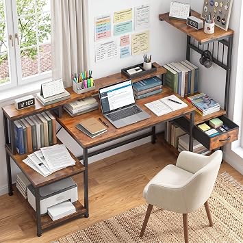 DurayLoly 55" Office Desk with File Drawer and Printer Space for Bedroom