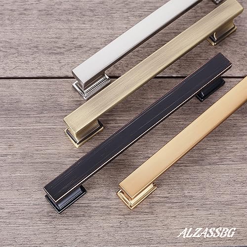 Miniatura 10 de Alzassbg Paquete de 20 tiradores de gabinete de níquel satinado cepillado, manijas de gabinete de cocina de 5 pulgadas (5.039 in) para armarios y