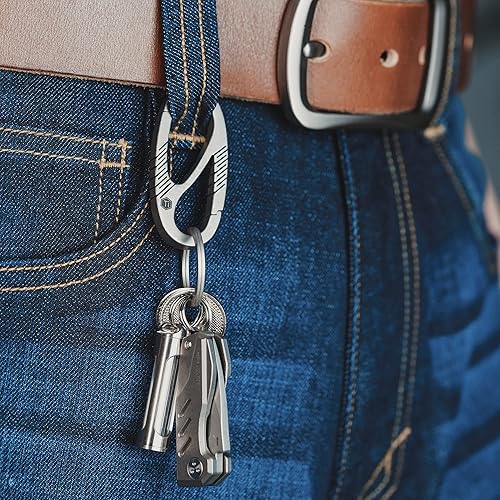 Miniatura 9 de KeyUnity KA31SW Mini Split Key Ring Quick Release Key Organize, KA07 Titanium Swivel Keyring Connetor & KM08 Titanium Carabiner Keychain Clip Bundle