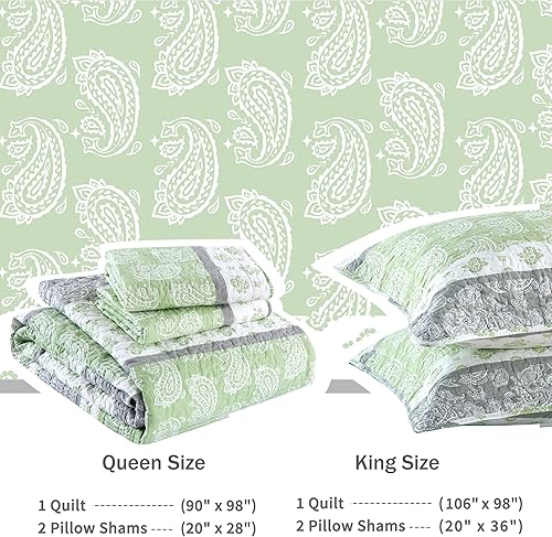 Miniatura 6 de Juego de edredón tamaño Queen, juego de edredón de algodón, juego de cama verde y gris, ropa de cama a rayas, colchas ligeras para todas