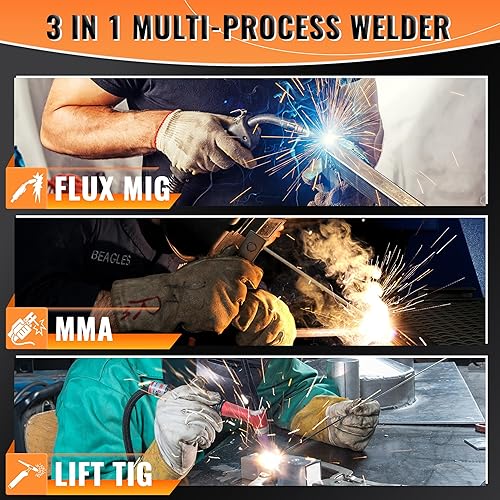 Miniatura 3 de HEIZO 160A Máquina de soldadura MIG 110V220v, soldador de núcleo de flujoelevación TIGsoldador de arco de palo 3 en 1 soldador multiproceso con