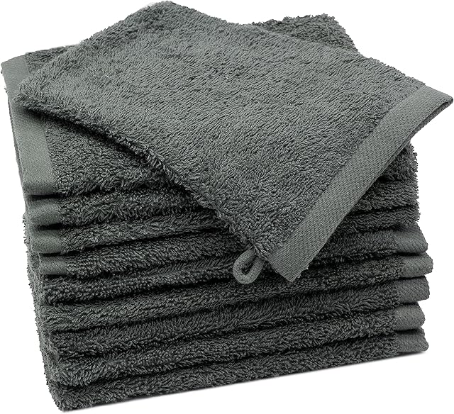 ZOLLNER Szare Rękawice do Kąpieli 10 Sztuk 100% Bawełna 500 g/m2 17x21 cm