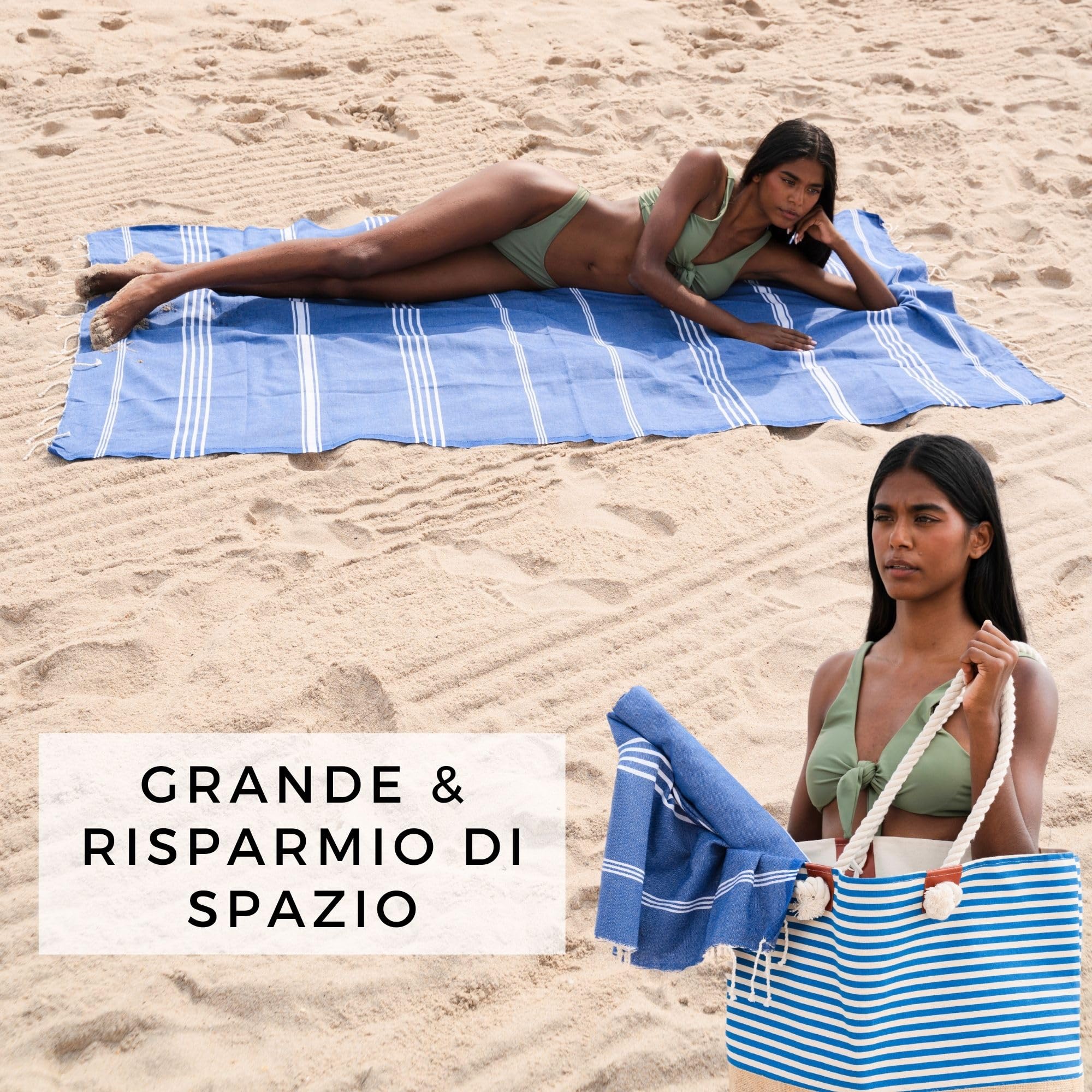 furora HOLIDAY Telo Mare Cotone - Grande 200x100 cm - Ultra Leggero - Asciugatura Rapida | Asciugamano Mare Donna e Uomo: Facile da Pulir - multifunzionale per Spiaggia, Piscina, Viaggio, Outdoor