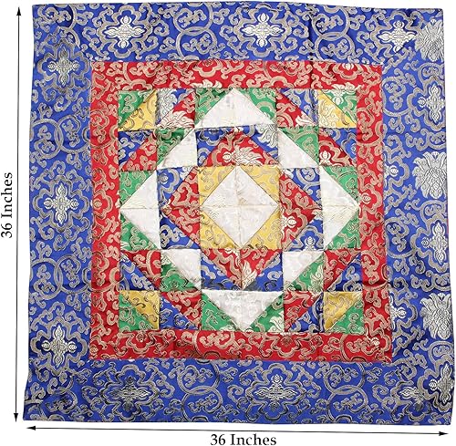 Miniatura 2 de DharmaObjects Camino de mesa de brocado de seda budista tibetano, cubierta de santuario, mantel de altar, cubierta de mesa (36 x 36 pulgadas)