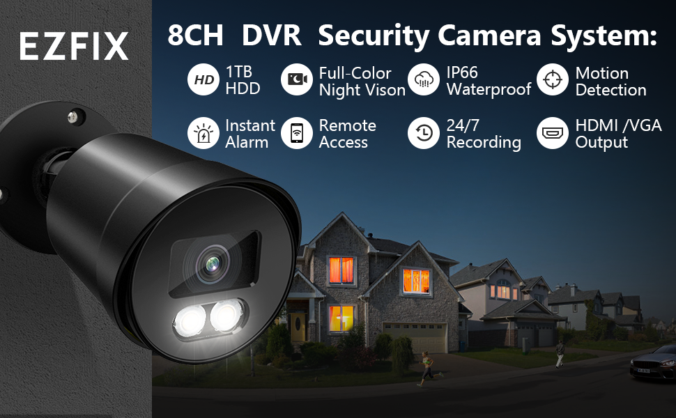 Amazon.com : EZFIX Security Camera System Wired, H.265+ 8CH