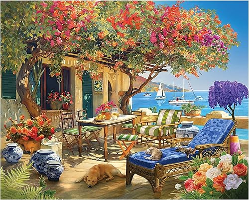 Vista 3 de White Mountain Rompecabezas de 1000 piezas con vista al mar y piezas grandes para adultos y familia, 24 x 30 pulgadas, paraíso costero