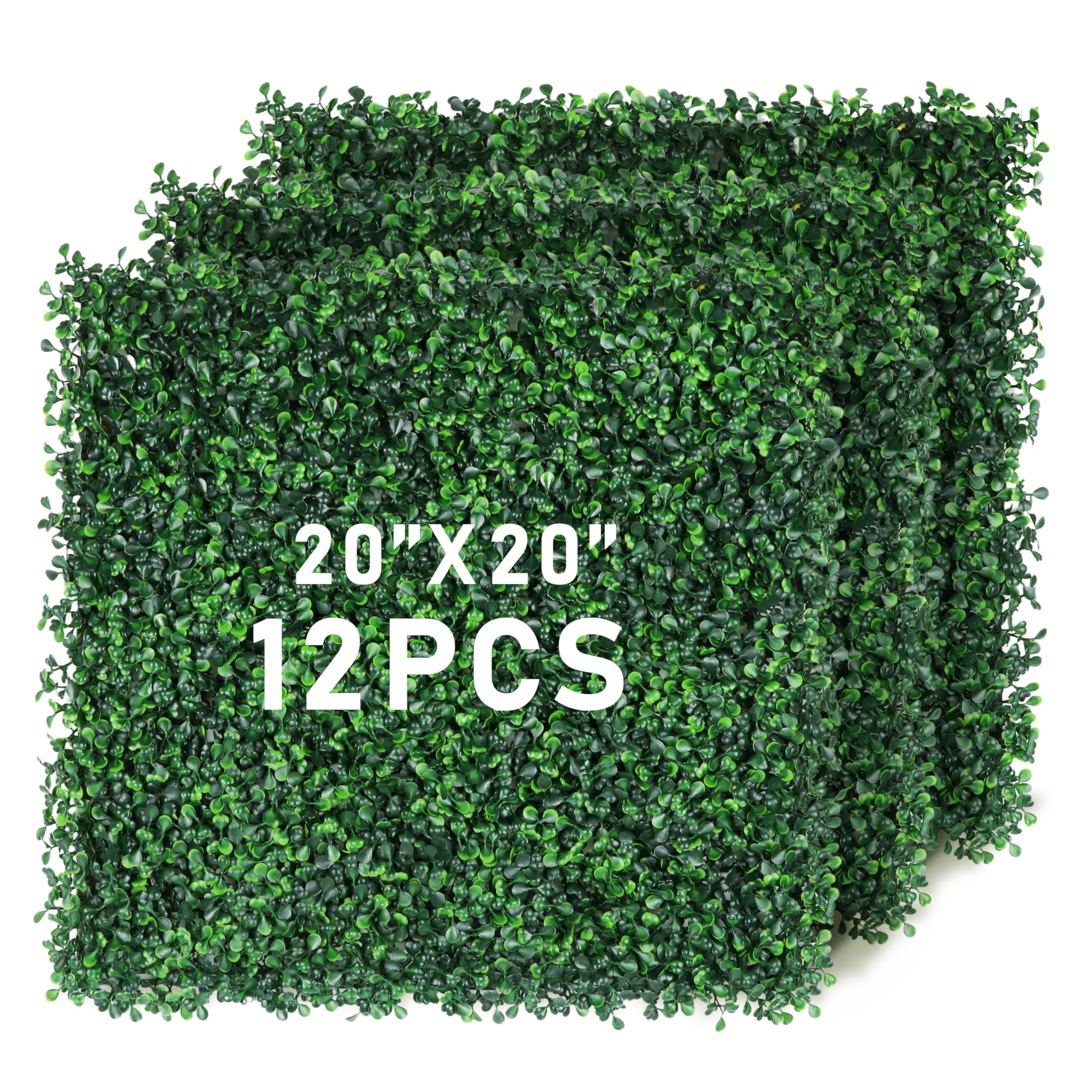 HEDGE MAZE Grass Wall Panels 12pc 20" x 20" Greenery Wall with UV Protection Boxwood Panels Grass Wall Backdrop Durable Green Wall Decor Suitable for Events, Indoor, Outdoor Decor