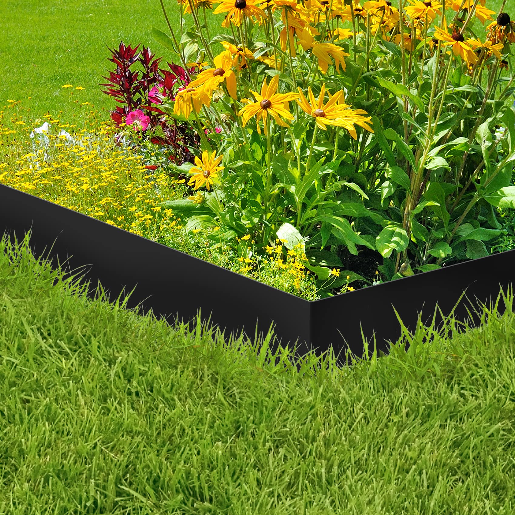 Hugeleaf Rasenkante Hugeleaf Cortenstahl Landschaftseinfassung 11,4 Cm - 10 Stück (10 Meter) Mit Metall-Clips | Wetterfeste Garteneinfassung Garten Einfassung 10 Stück 10m