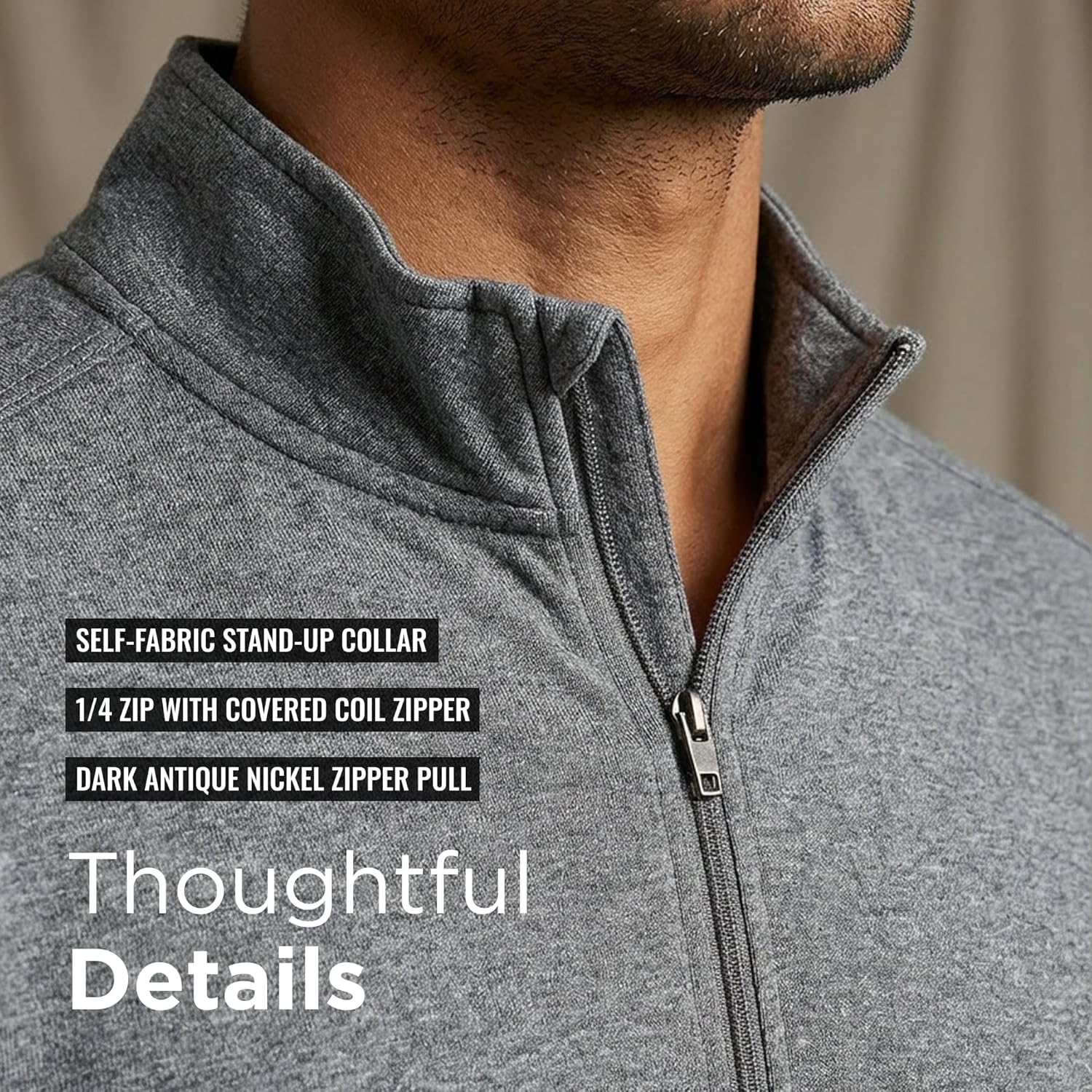 Antigua Men’s Hunk Quarter-Zip Pullover - Lightweight Stretch Heather Jersey, Moisture‑Wicking Performance & Rolled Shoulders - Image 7
