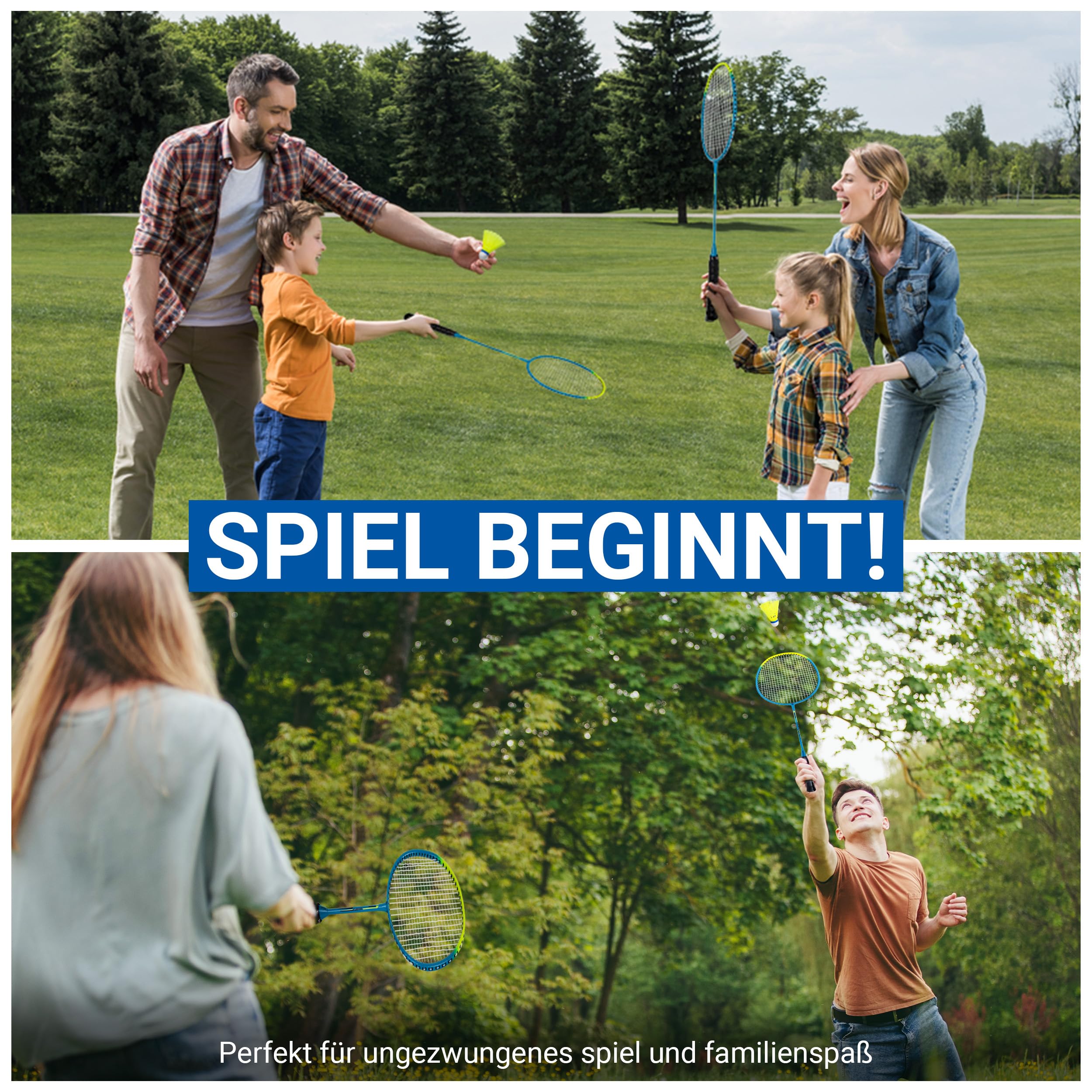 Redfield Badminton Schläger Set, enthält 2 Badmintonschläger, 2 Federbälle, Trage Tasche, 2 Griffband, Federball Set für 2 Spieler, fur Sport und Unterhaltung