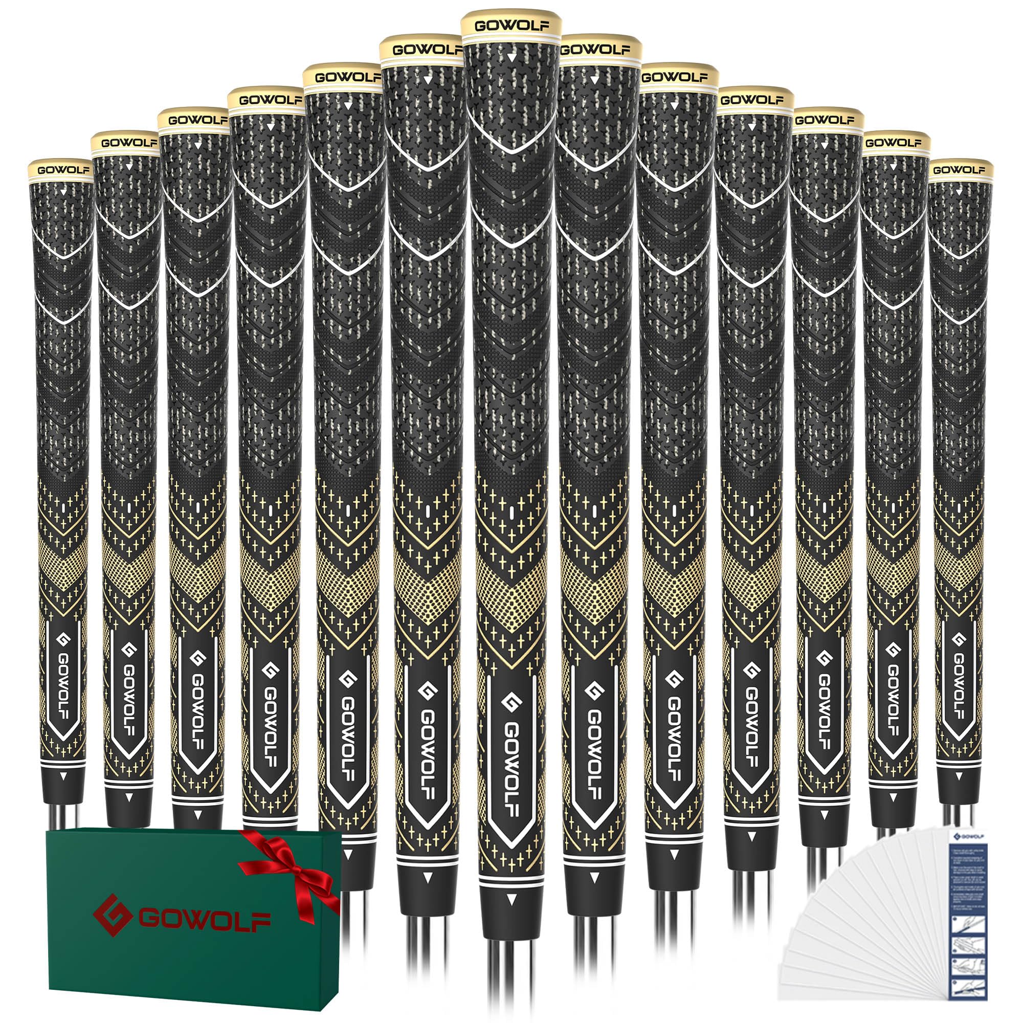 Gowolf Golf Grips Cord Rubber Multi-compound Golf Driver Irons Club 13pcs Golf Grips Colored Top Cover SL02 Pro with Free 15 Tapes