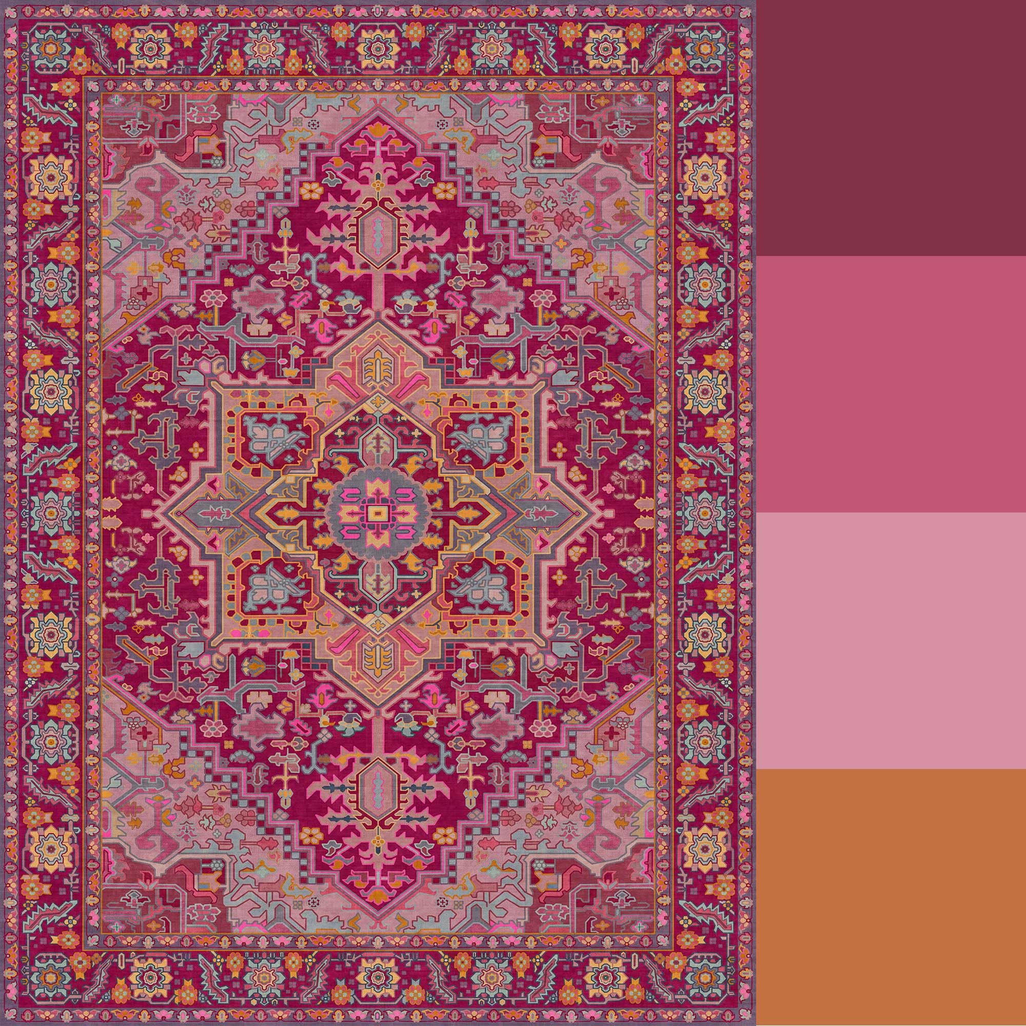 2x3 Magenta Fuchsia Hot Pink Vintage Boho Oriental Soft Washable Area Rug
